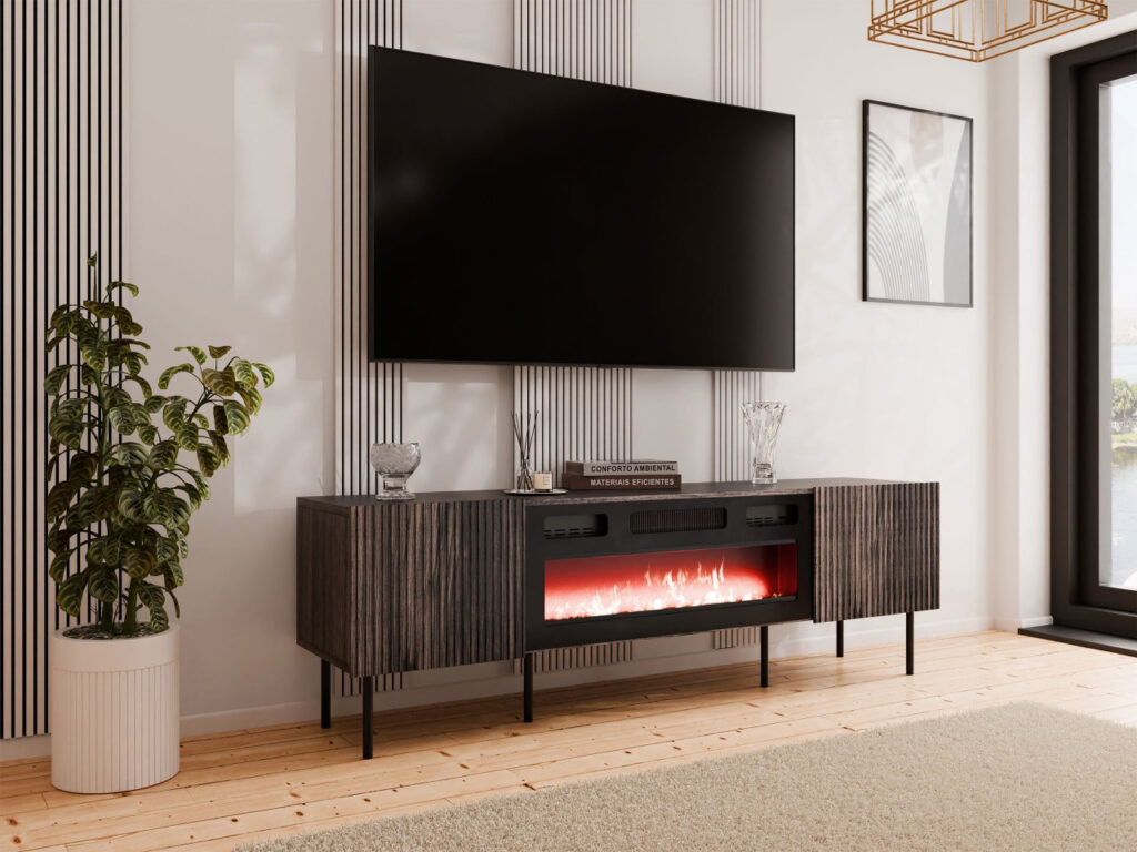 TV-Schränke im Überblick – effektiv, praktisch und günstig 4 tv lowboard mit kamin ostani 180 1